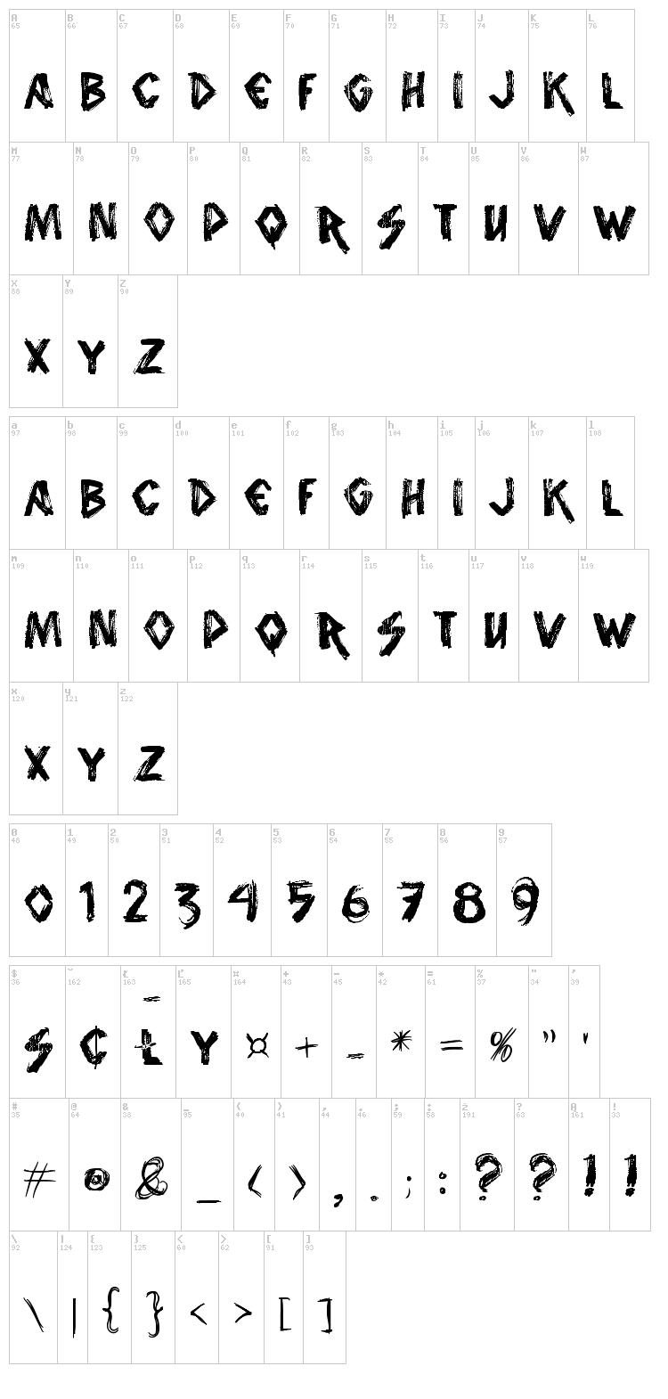 Vtks Animal 2 font map